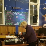 Linda wires the desk