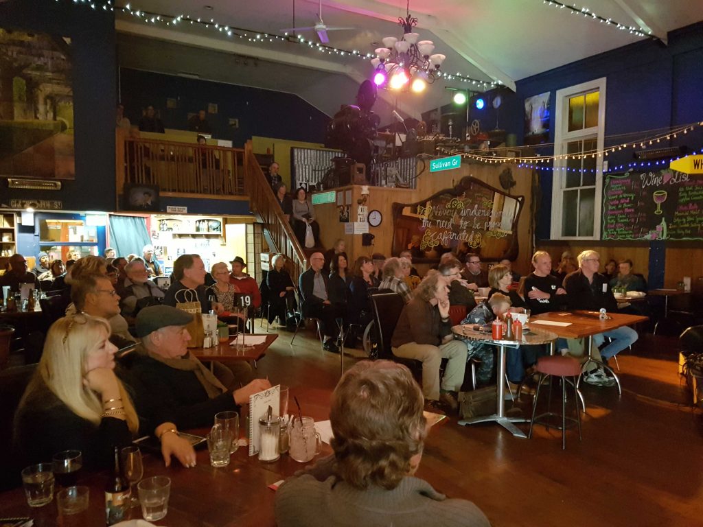 The audience watching Wayne Mason